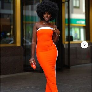 Vibrant Orange Strapless Dress